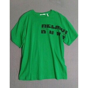 Helmut Lang Men's Green Crewneck Logo Cotton Short Sleeve T-Shirt Sz MEDIUM